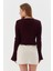 Saçaklı Triko Hırka Bluz Bordo 5