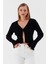 Saçaklı Triko Hırka Bluz Sıyah 2