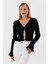 Saçaklı Triko Hırka Bluz Sıyah 3