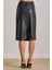 Diz Altı Siyah Deri Etek 6
