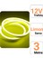 12V 3 Metre Limon Sarısı Neon Led Şerit Işık | Prize Tak Çalıştır | Anahtarlı Fişli 1.5M Kablo | Esnek Silikonlu Led 2