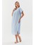 Oversize Keten Elbise Mavı 3