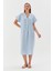 Oversize Keten Elbise Mavı 4