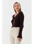Saçaklı Triko Hırka Bluz Kahve 4