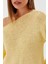 Kayık Yaka Oversize Ince Triko Kazak Sarı 3