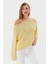 Kayık Yaka Oversize Ince Triko Kazak Sarı 4