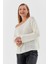 Kayık Yaka Oversize Ince Triko Kazak Ekru 2