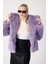 Premium Kürk Şal Yaka Ceket Lila 3