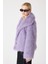 Premium Kürk Şal Yaka Ceket Lila 4