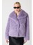Premium Kürk Şal Yaka Ceket Lila 7