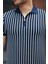 Erkek Çizgili Fermuar Yakalı Kısa Kollu Tişört 3