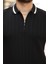 Erkek Yaka ve Kolları Çizgi Detaylı Fermuarlı Kısa Kollu T-Shirt 3