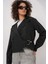 Kadın BDART Kısa Dar Polyester Trençkot Gömlek Yaka Black 1