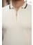 Erkek Yaka ve Kolları Çizgi Detaylı Fermuarlı Kısa Kollu T-Shirt 3