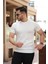 Erkek Ince Çizgi Dokulu Bisiklet Yaka Kısa Kollu T-Shirt 1