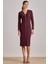 Midi Bordo Kaşkorse Elbise 1