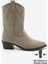 Kadın Sivri Burun Nakışlı Western Bot Nilva Vizon Süet 3