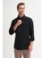 Regular Fit Erkek Uzun Kollu Gömlek Siyah 23085 2