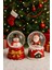 2 Adet LED Işıklı Mini Kar Küresi 6,5 cm – Noel Baba & Kardan Adam Dekoratif Işıklı Biblo 1