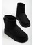 Mini Cırtcırtlı Siyah Süet Yarım Bot Içi Tüylü Düz Taban Kadın Ayakkabı 3
