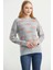 Renk Kombinli Triko Kazak - Gri 2