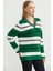 Çizgili V Yaka Triko Kazak - Yeşil 4