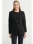 Düğmeli Cep Detaylı Yünlü Triko Ceket - Siyah 1
