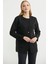 Düğmeli Cep Detaylı Yünlü Triko Ceket - Siyah 2