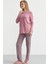 Yumoş Dokulu Leopar Desenli Kışlık Pijama - Gül Kurusu 4