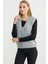 V Yaka Saç Örgü Triko Süveter - Gri 2