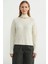 Saç Örgü Basic Dik Yaka Triko Kazak - Taş 1