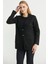 Düğmeli Cep Detaylı Yünlü Triko Ceket - Siyah 3
