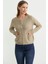 Dore Düğme Detaylı Yünlü Triko Hıırka - Bej 3
