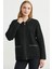 Fermuarlı Cep Detaylı Yünlü Triko Ceket - Siyah 3