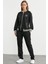 Şerit Detaylı Scuba Eşofman Takım - Siyah 1