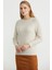 Saç Örgü Motifli Yuvarlak Yaka Triko Kazak - Taş 2