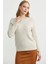 Saç Örgü Motifli Yuvarlak Yaka Triko Kazak - Taş 5
