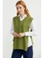 Yanları Bağlama Detaylı Yünlü Triko Süveter - Yeşil 2