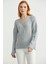 Oversize Düğmeli Triko Hırka - Açık Gri 1