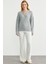 Oversize Düğmeli Triko Hırka - Açık Gri 2