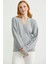 Oversize Düğmeli Triko Hırka - Açık Gri 5