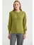 Yarım Düğmeli Yuvarlak Yaka Triko Kazak - Yeşil 1