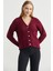 Payet Detaylı Yünlü Triko Hırka - Bordo 3