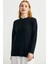 Kol Detaylı Sıfır Yaka Tunik Triko Kazak - Siyah 2