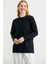 Kol Detaylı Sıfır Yaka Tunik Triko Kazak - Siyah 3