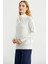 Dik Yaka Düğme Detaylı Yünlü Triko Kazak - Kemik 5