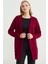 Büyük Beden Cepli Uzun Triko Hırka - Bordo 1