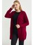 Büyük Beden Cepli Uzun Triko Hırka - Bordo 3