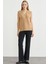 V Yaka Motifli Triko Süveter - Bej 1