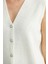 Selanik Örgü Düğmeli Yünlü Triko Yelek - Kemik 4